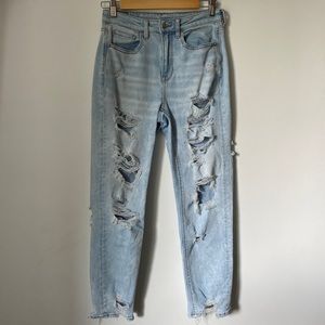 AE Distressed Mom Jeans